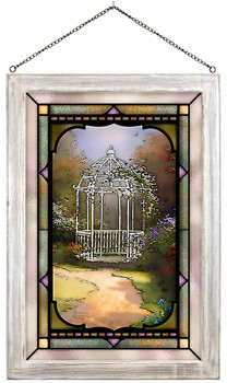 Lilac Gazebo Stained Glass Wall Art