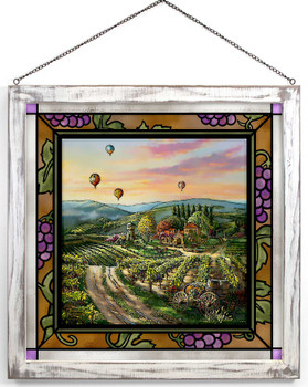 20" Peaceful Valley Vineyard Stained Glass Wall Art