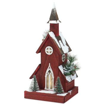 19" Winter Church Steeple Wood Sculpture