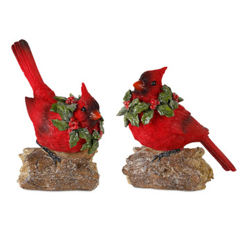 Cardinal Christmas Bird Resin Sculptures, Set of 4