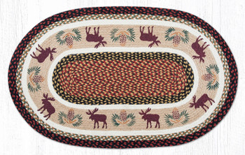 27" x 45" Moose/Pinecone Braided Jute Oval Rug