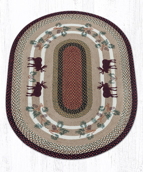 4' x 6' Moose/Pinecone Braided Jute Oval Rug