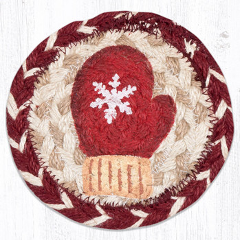 Red Mitten Printed Jute Coaster by Suzanne Pienta