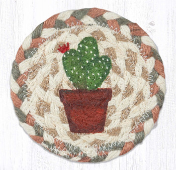 Cacti 1 Printed Jute Coaster by Suzanne Pienta