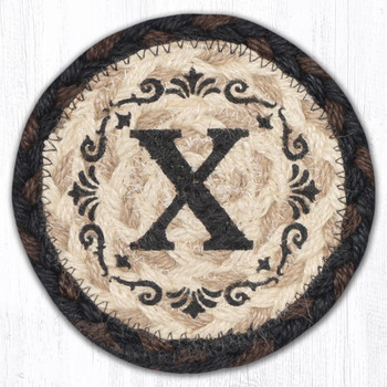X Monogram Printed Jute Coaster by Harry W Smith