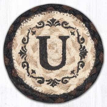 U Monogram Printed Jute Coaster by Harry W Smith