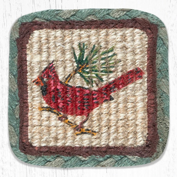 Cardinal Wicker Weave Square Jute Coasters by Harry W. Smith, Set of 8