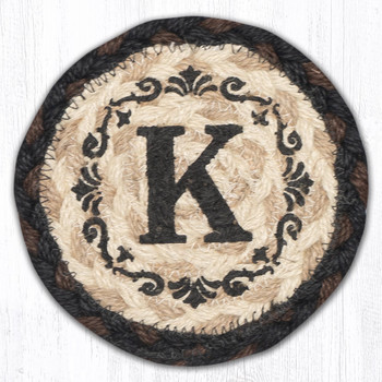 K Monogram Printed Jute Coaster by Harry W Smith