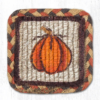 Harvest Pumpkin Wicker Weave Square Jute Coasters by Susan Burd, Set of 8