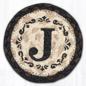 J Monogram Printed Jute Coasters by Harry W. Smith, Set of 8