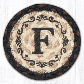 F Monogram Printed Jute Coaster by Harry W Smith