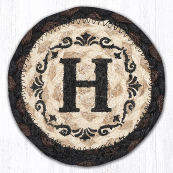 H Monogram Printed Jute Coasters by Harry W. Smith, Set of 8