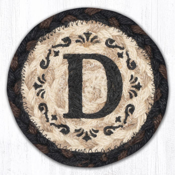 D Monogram Printed Jute Coasters by Harry W. Smith, Set of 8