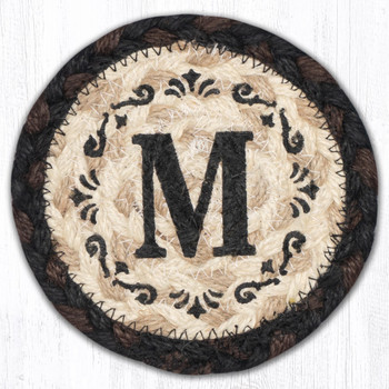 M Monogram Printed Jute Coaster by Harry W Smith