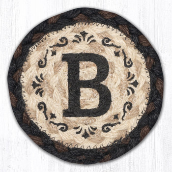 B Monogram Printed Jute Coaster by Harry W Smith