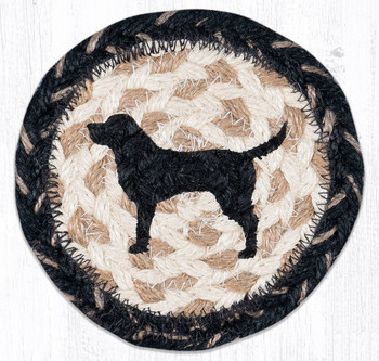 Black Lab Silhouette Printed Jute Coaster
