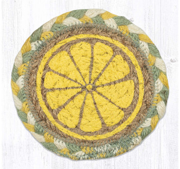 Lemon Slice Printed Jute Coaster by Suzanne Pienta
