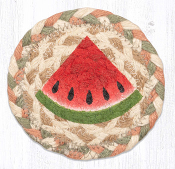 Watermelon Printed Jute Coasters by Suzanne Pienta, Set of 8