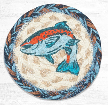 Blue Fish Printed Jute Coaster