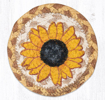 Sunflower Printed Jute Coaster by Suzanne Pienta