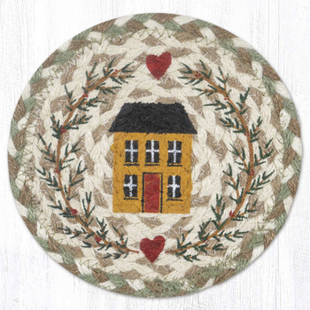 House & Garland Large Round Jute Coaster by Suzanne Pienta