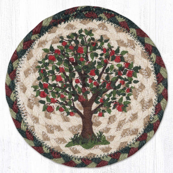 Apple Tree Large Round Jute Coaster