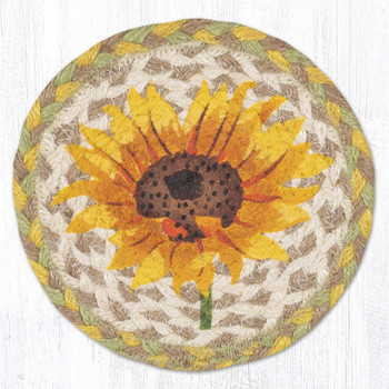 Sunflower Large Round Jute Coaster by Sandy Clough