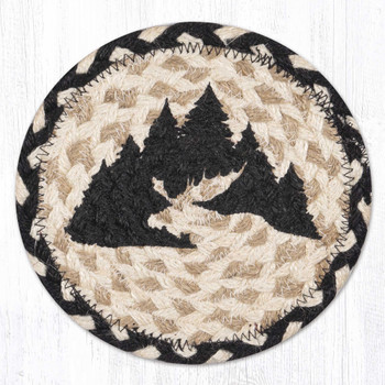 7" Graphic Moose Large Round Coasters, Set of 4