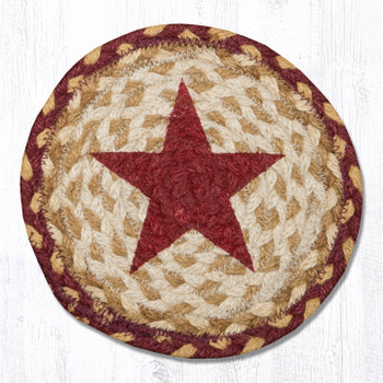 7" Burgundy Star Large Round Coasters, Set of 4