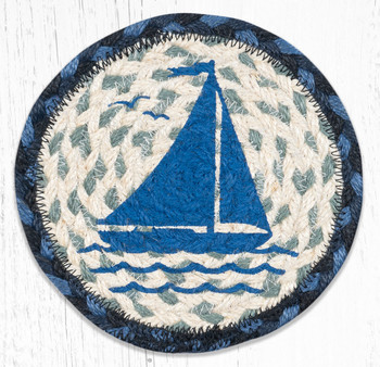Sailboat Large Round Jute Coaster by Harry W Smith