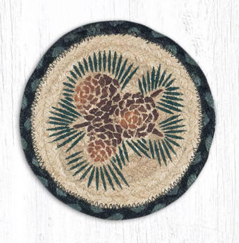 Pinecone Large Round Jute Coaster