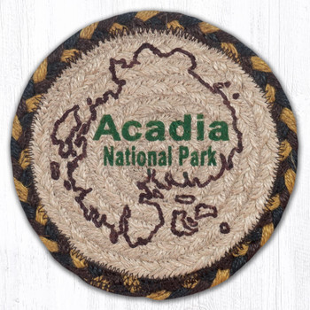 Acadia Map Large Round Jute Coaster by Harry W Smith