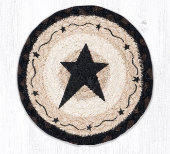 7" Primitive Black Star Large Round Coasters by Susan Burd, Set of 4