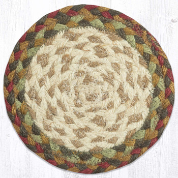 7" Honey/Vanilla/Ginger Jute Large Round Coasters, Set of 4