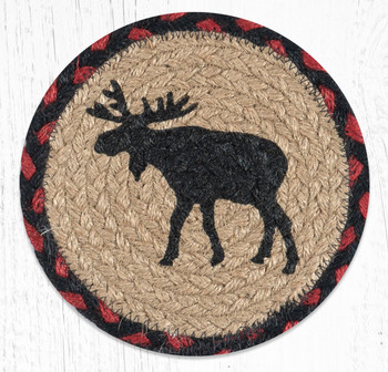 Black Moose Large Round Jute Coaster