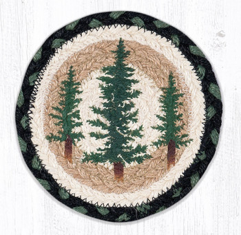 Tall Timbers Large Round Jute Coaster by Jan Harless