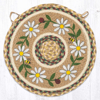 15.5" Daisy Braided Jute Round Chair Pad by Suzanne Pienta, Set of 2