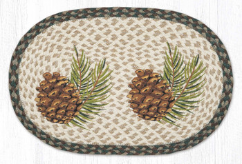 Graphic Pinecone Braided Jute Oval Placemat