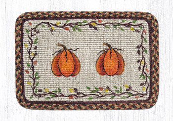 Harvest Pumpkin Wicker Weave Jute Rectangle Placemat by Susan Burd, Set of 2