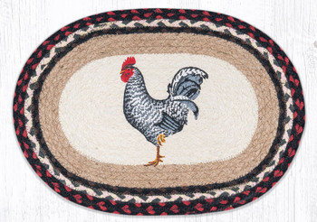 Black & White Rooster Jute Oval Placemat by Sandy Clough