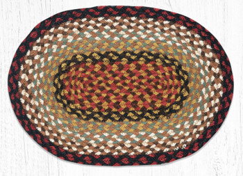 Burgundy/Mustard Braided Jute Oval Placemat