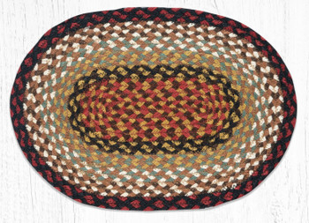 Burgundy/Mustard Braided Jute Oval Placemats, Set of 2