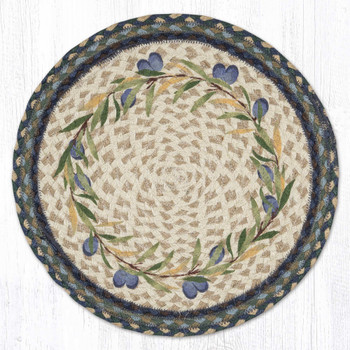 Olive Border Printed Jute Round Placemat