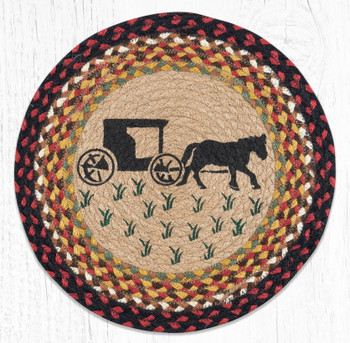 Amish Buggy Printed Jute Round Placemats, Set of 2