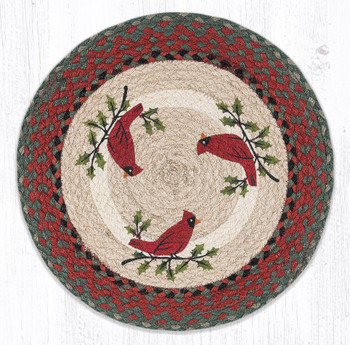 Holly Cardinal Jute Round Placemat by Suzanne Pienta