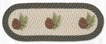 13" x 36" Graphic Pinecone Braided Jute Oval Table Runner