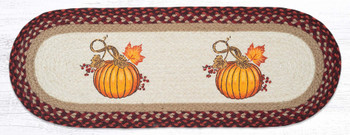 13" x 36" Autumn Pumpkin Braided Jute Oval Table Runner by Harry W. Smith