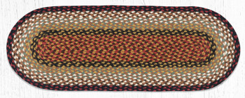 13" x 36" Burgundy/Mustard Braided Jute Oval Table Runner