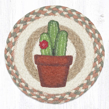 10" Cacti 2 Printed Jute Round Trivet by Suzanne Pienta, Set of 2