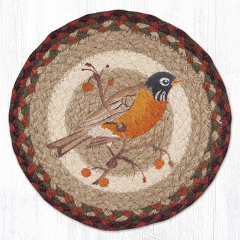 Robin Printed Jute Round Trivet by Phyllis Stevens